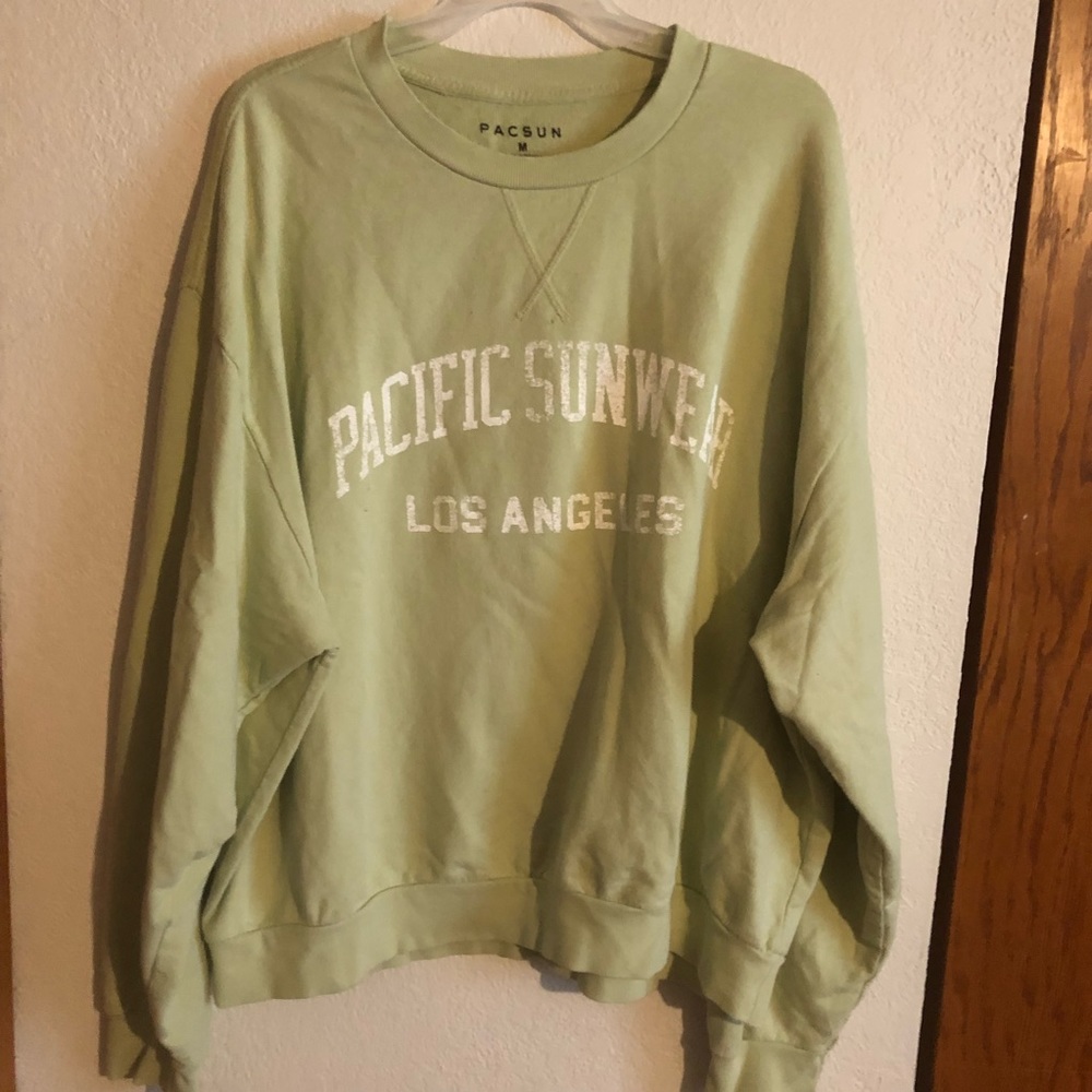 sage green crew neck hoodie pacific sunwear